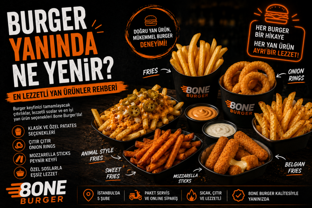 Burger yanında ne yenir sorusuna yönelik 8one Burger yan ürünler rehberi