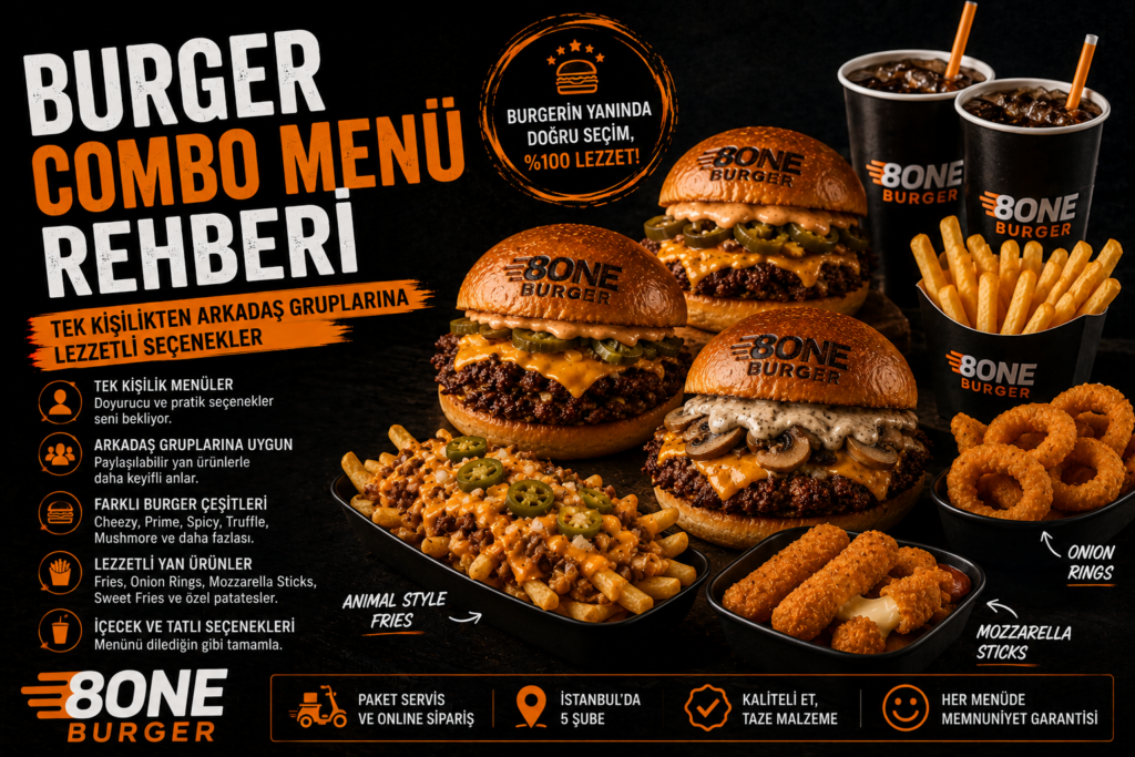 Burger combo menü ve arkadaş grupları için 8one Burger lezzet rehberi